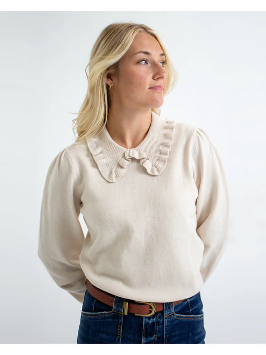 Sonnet Ruffled Collared Long Sleeve Pullover Sweater